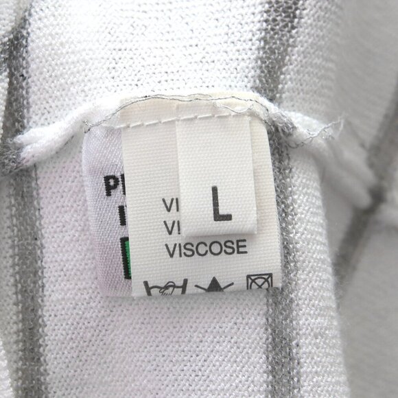 Marina De Rosa Striped Mini Dress Tunic White Silver Grey Cap Sleeves Made Italy - Picture 9 of 10